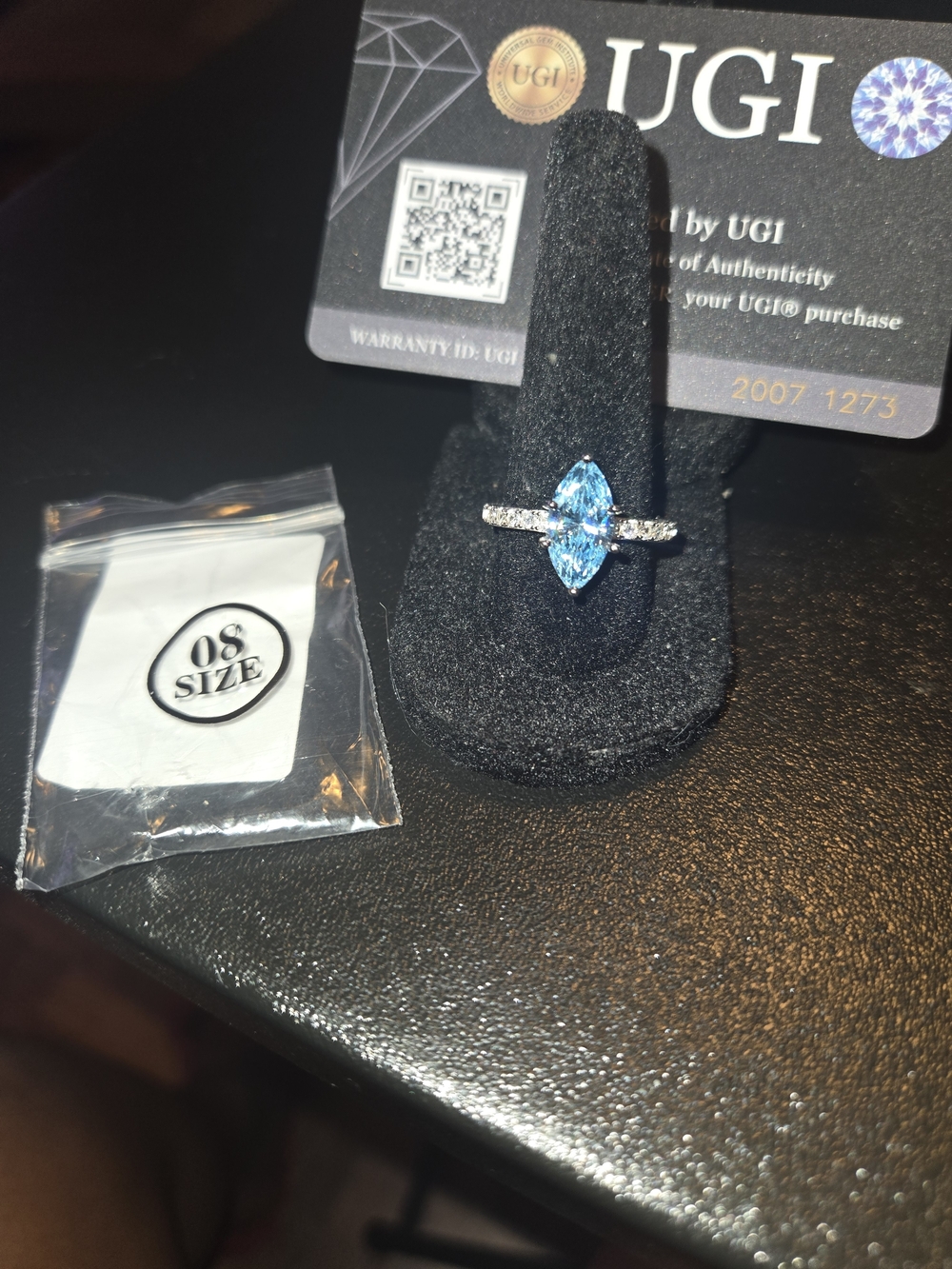 Marquise Blue Gemstone Halo Ring - Blue